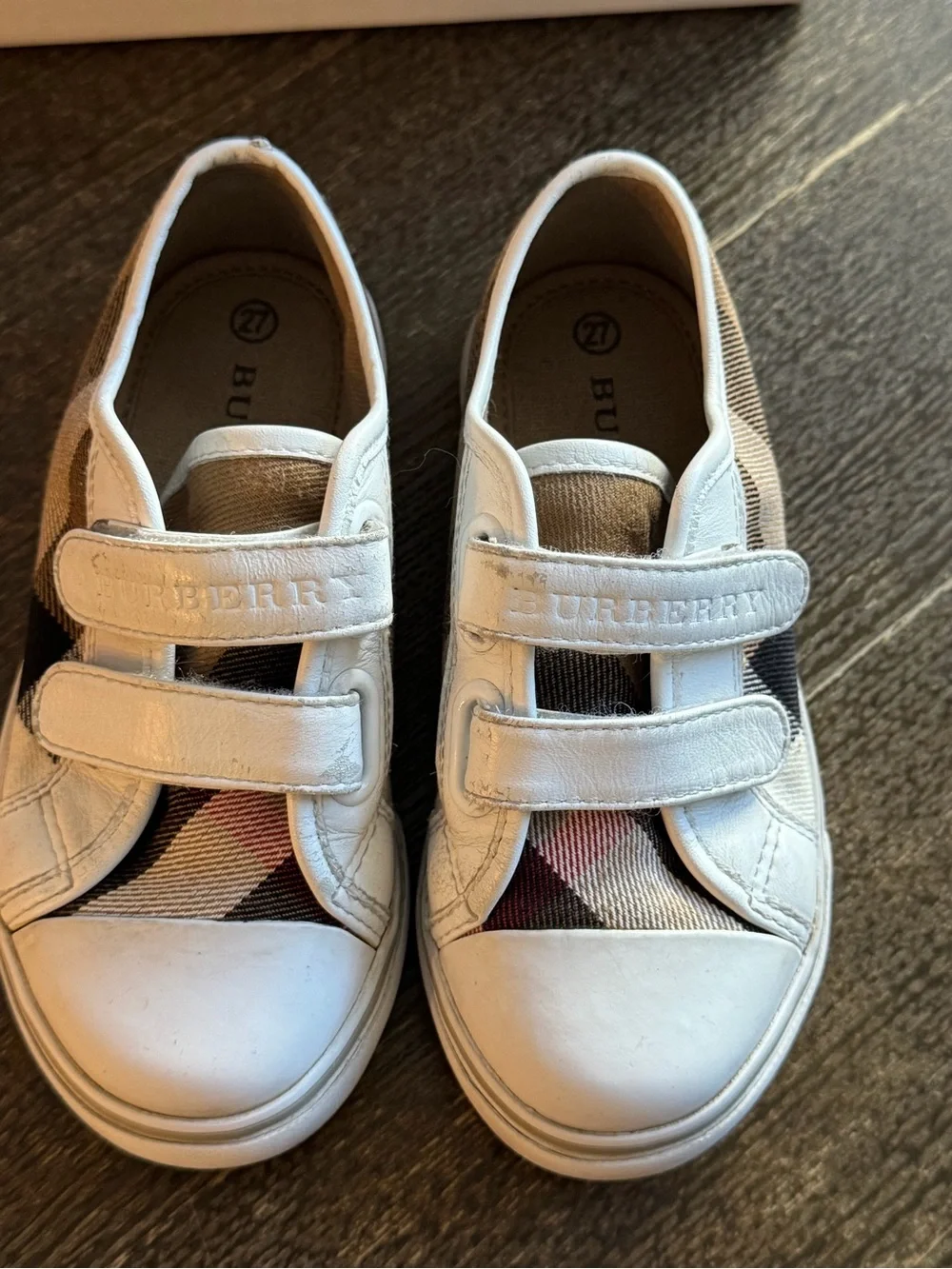 Burberry Check Cotton Sneakers Velcro Sneakers 27